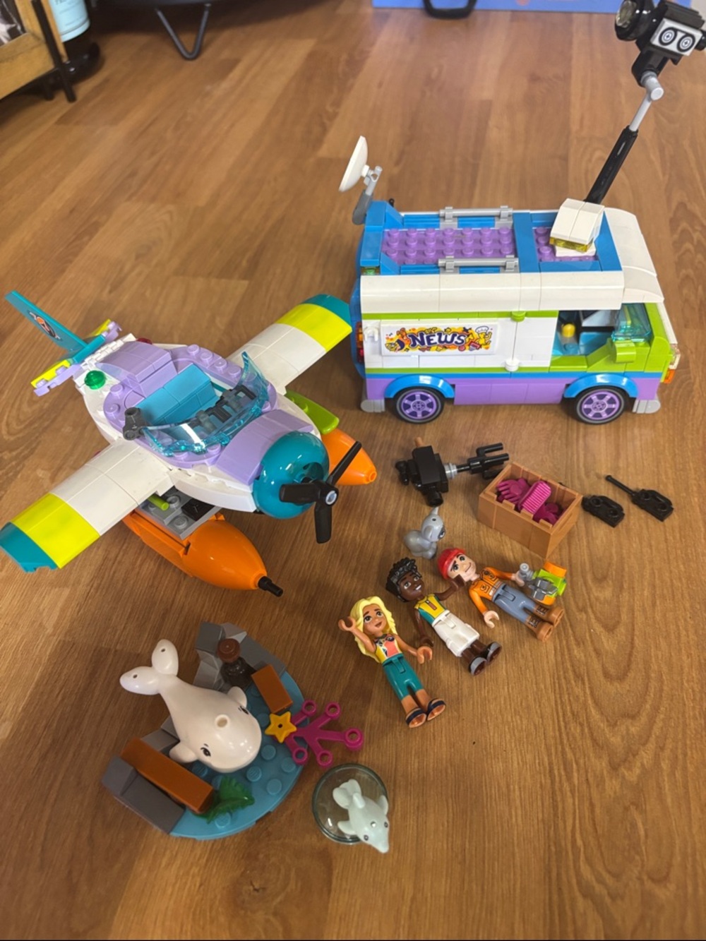 Lego Friends Purple, Teal, Lime News Van & Seaplane Playset